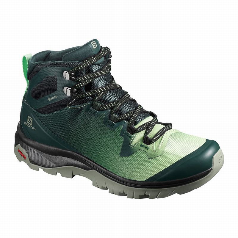 Salomon Singapore Womens Hiking Shoes - VAYA MID GORE-TEX Green/Grey | 28547-OUPD